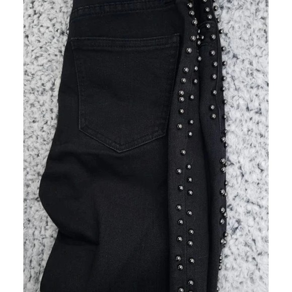 PISTOLA Beaded Charlie Straight Crop Sz 28 High Rise Black Studded Stretch Jeans - Picture 4 of 7